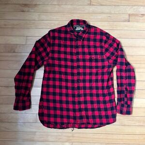 Barking Irons Red Dead Redemption Mens Large Buffalo Plaid Flannel Shirt Black